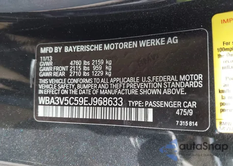 2014 BMW 428I from USA, damaged, VIN WBA3V5C59EJ968633